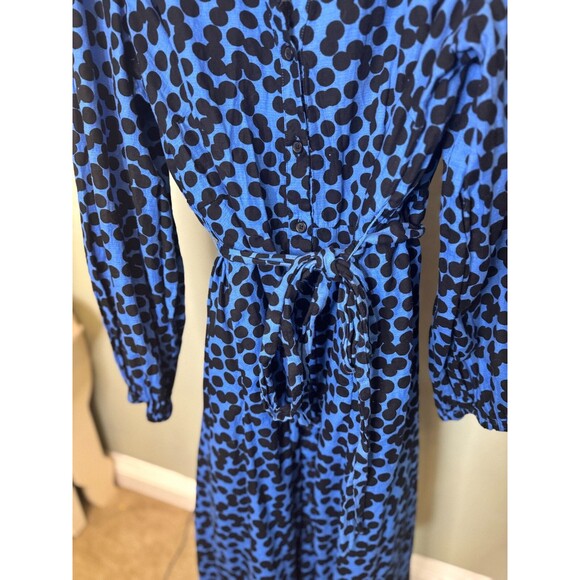 Ava & Viv Blue Polka Dot Balloon Sleeve Belted Shirtdress Size 1X - Picture 6 of 9